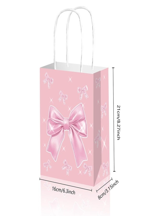 Qpout 12 PCS Bow Gift Bags Bulk, Small Pink Gift Bag, Coquette Goodie Bag, Pink Bow Party Favor Bags Paper Treat Candy Snack Bag for Girls Birthday Baby Shower Wedding - Image 4